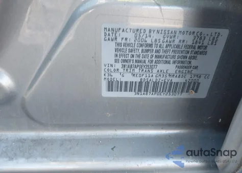 2014 Nissan Sentra Fe+ S/Fe+ Sv/S/Sl/Sr/Sv from USA, damaged, VIN 3N1AB7AP0EY253077